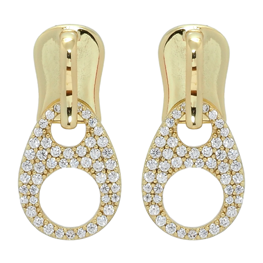Серьги Xuping QQMM Позолота 14K пусеты Бегунки с цирконием фото №1