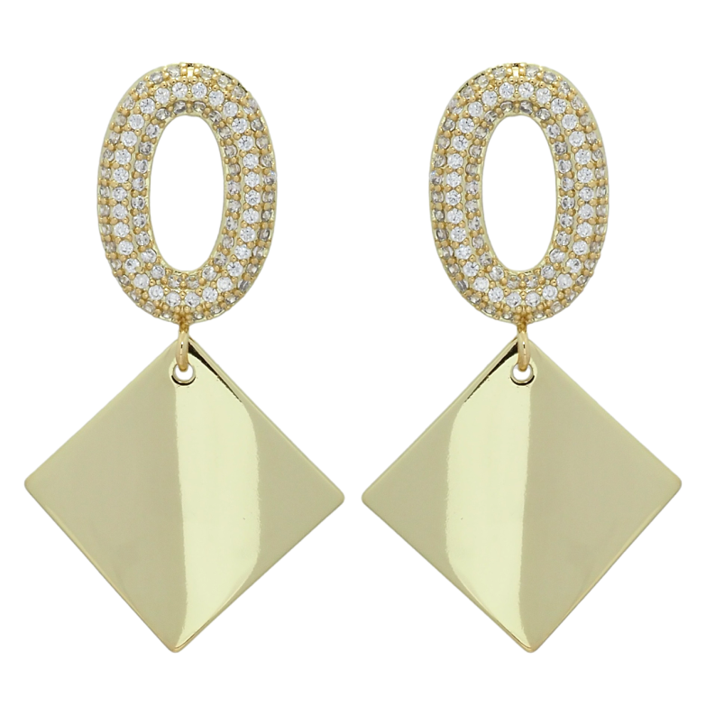 Сережки Xuping QQMM Позолота 14K пусети Ромбові підвіски фото №1 Сережки Xuping QQMM Позолота 14K пусети Ромбові підвіски фото №1