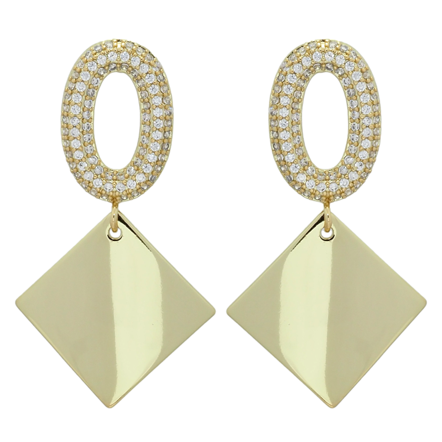 Сережки Xuping QQMM Позолота 14K пусети Ромбові підвіски фото №1 Сережки Xuping QQMM Позолота 14K пусети Ромбові підвіски фото №1