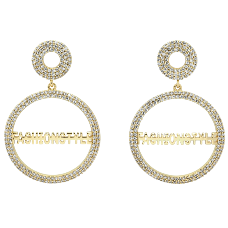 Сережки Xuping QQMM Позолота 14K пусети Стильні підвіски з цирконієм фото №1