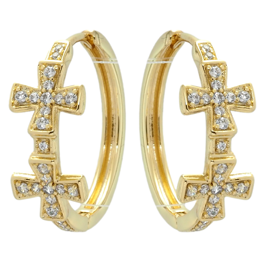 Сережки Xuping QQMM Позолота 14K колечка Хрестики з цирконієм фото №1