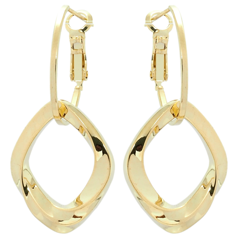 Серьги Xuping QQMM Позолота 14K итальянский замок Ромбовые подвески на кольцах фото №1 Серьги Xuping QQMM Позолота 14K итальянский замок Ромбовые подвески на кольцах фото №1