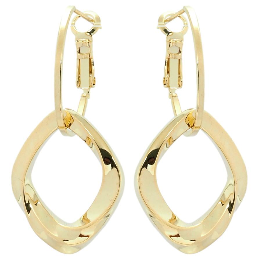 Серьги Xuping QQMM Позолота 14K итальянский замок Ромбовые подвески на кольцах фото №1 Серьги Xuping QQMM Позолота 14K итальянский замок Ромбовые подвески на кольцах фото №1