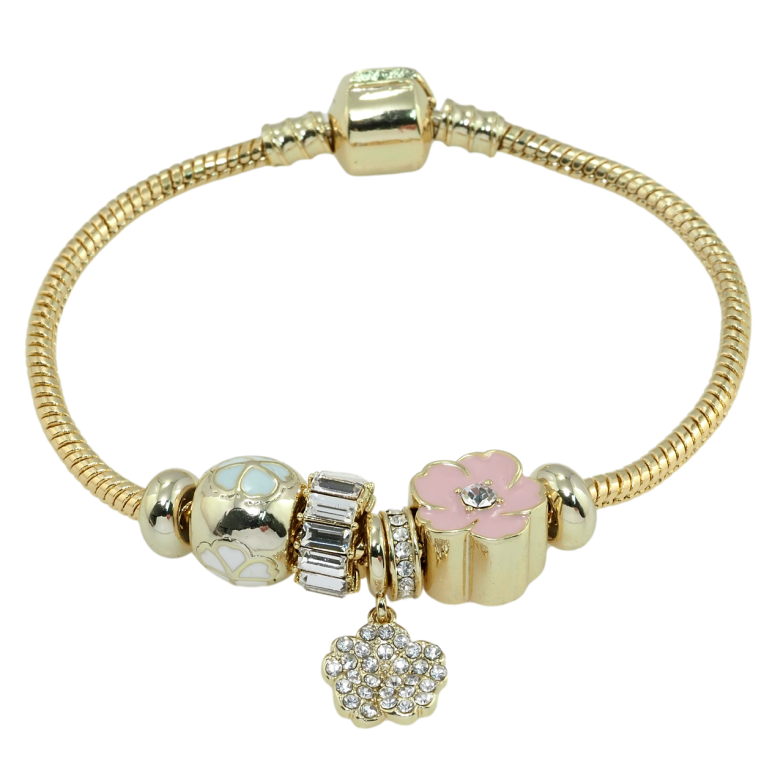 Браслет Xuping QQMM Позолота 14K В стиле Pandora Ювелирный шнур с бусинами размер 18.5см х 3мм фото №1