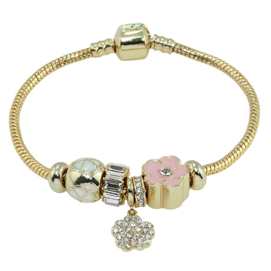 Браслет Xuping QQMM Позолота 14K У стилі Pandora Ювелірний шнур з намистинами розмір 18.5см х 3мм фото №1