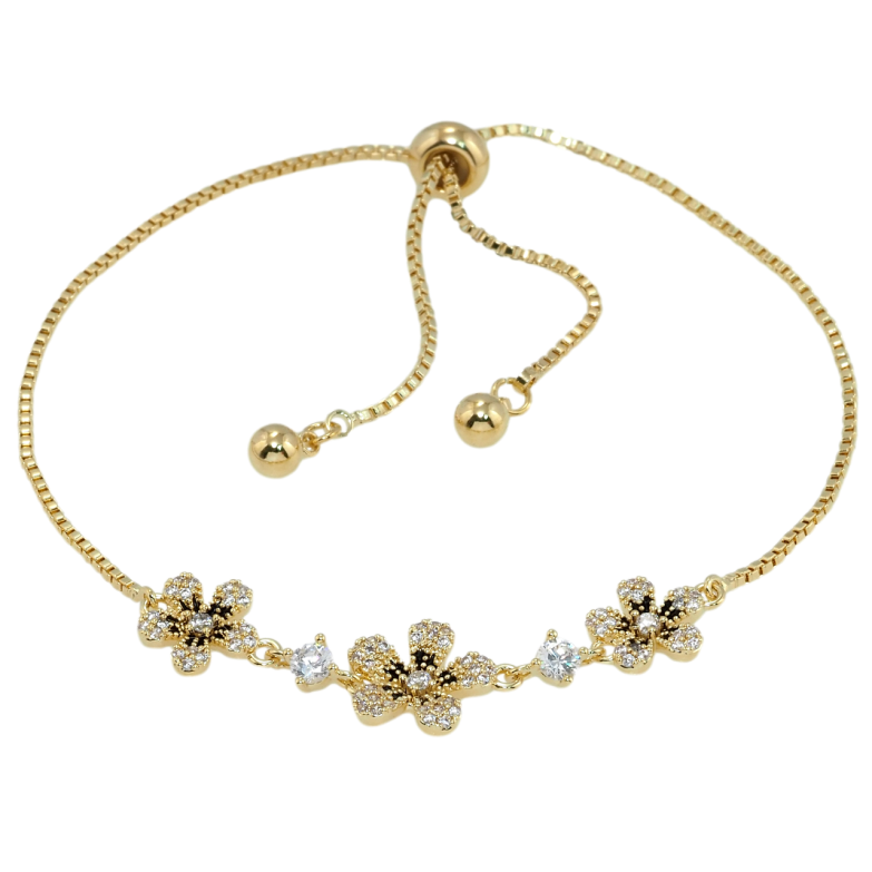 Браслет Xuping QQMM Позолота 14K Цветочки с цирконием на бегунке 12-22см х 1мм фото №1 Браслет Xuping QQMM Позолота 14K Цветочки с цирконием на бегунке 12-22см х 1мм фото №1