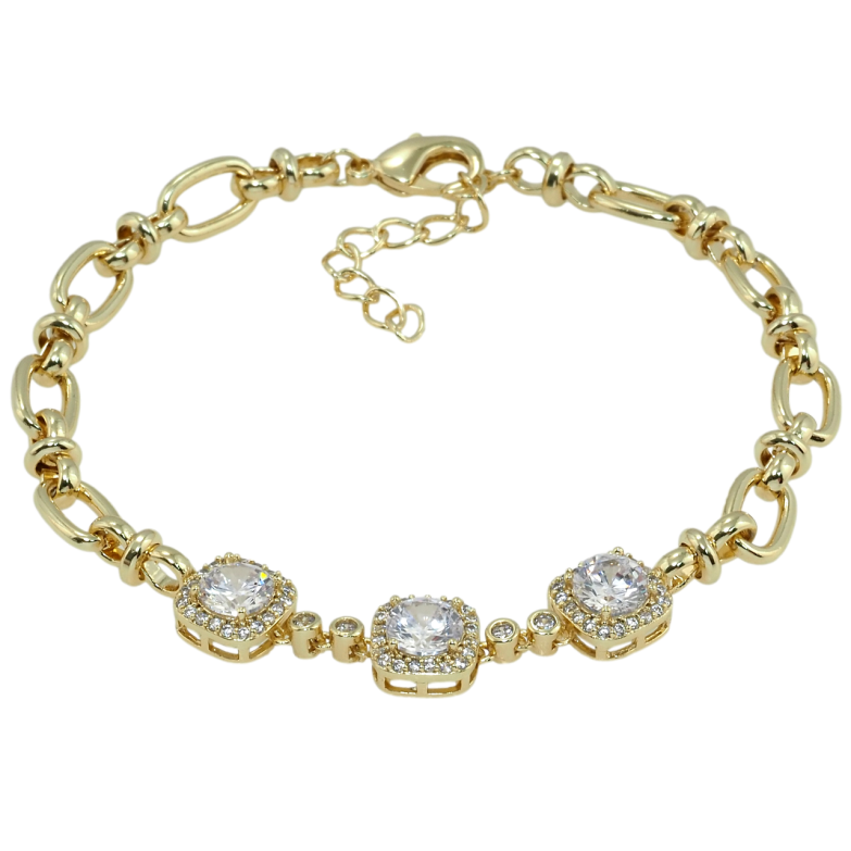 Браслет Xuping QQMM Позолота 14K Ланцюжок зі вставкою з фіанітів довжина з дод.ланцюжком 16-19см х 3-5мм фото №1