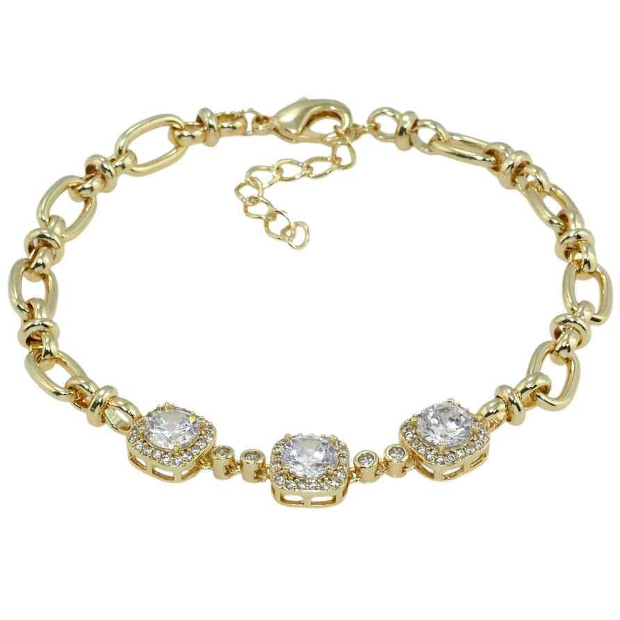 Браслет Xuping QQMM Позолота 14K Ланцюжок зі вставкою з фіанітів довжина з дод.ланцюжком 16-19см х 3-5мм фото №1