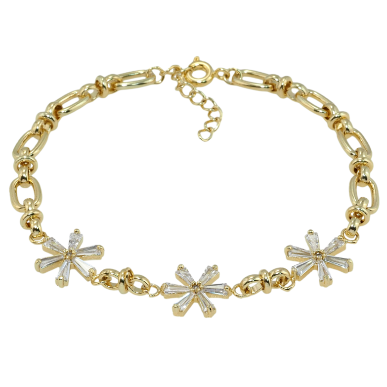 Браслет Xuping QQMM Позолота 14K Ланцюжок зі вставкою квіточки довжина з дод.ланцюжком 17-19.5см х 3-5мм фото №1