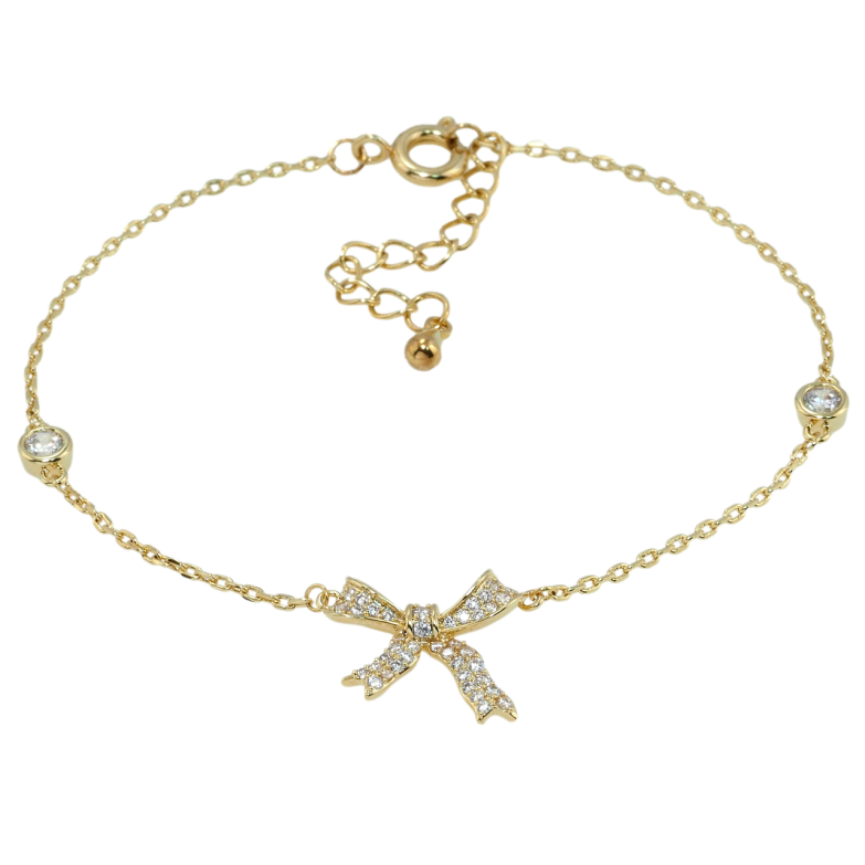 Браслет Xuping QQMM Позолота 14K Цепочка с вставкой бант длина с доп.цепочкой 17.5-21см х 1мм фото №1 Браслет Xuping QQMM Позолота 14K Цепочка с вставкой бант длина с доп.цепочкой 17.5-21см х 1мм фото №1