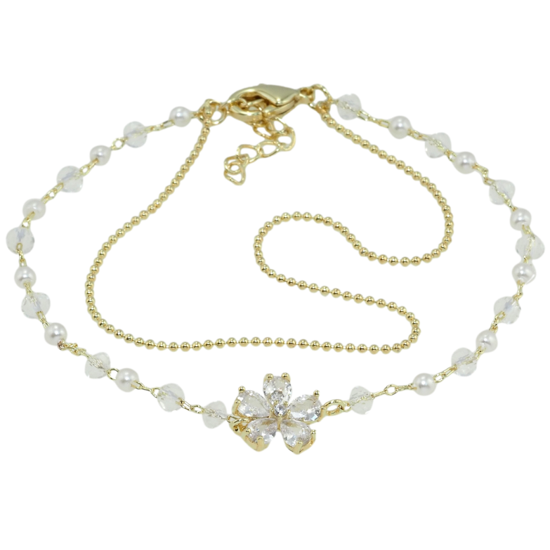 Браслет Xuping QQMM Позолота 14K Цепочки с вставкой цветок длина с доп.цепочкой 16.5-19см х 1-3мм фото №2