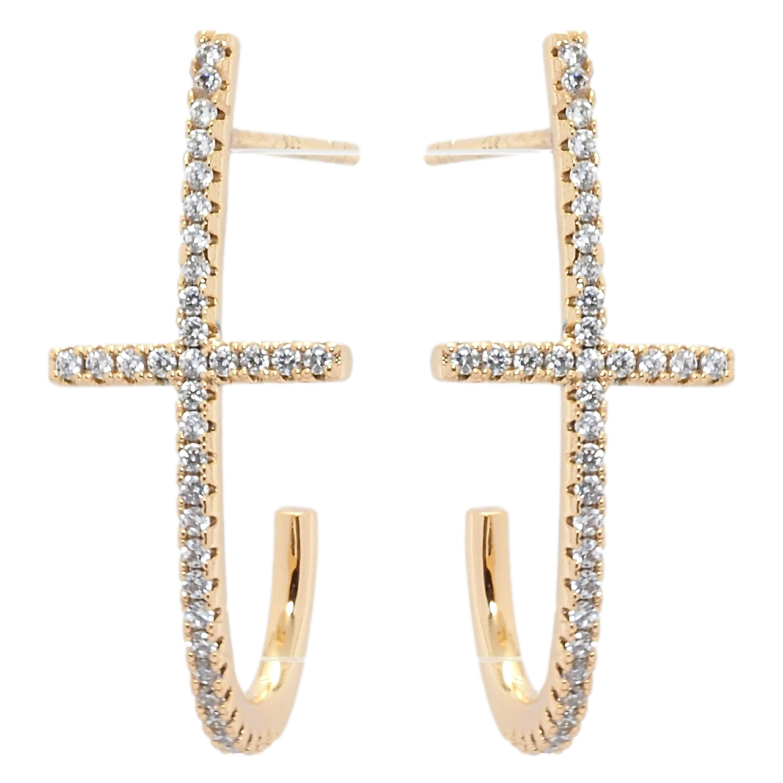 Сережки Xuping JEAN GOUJON Позолота 18K пусети Хрестики з цирконієм фото №1