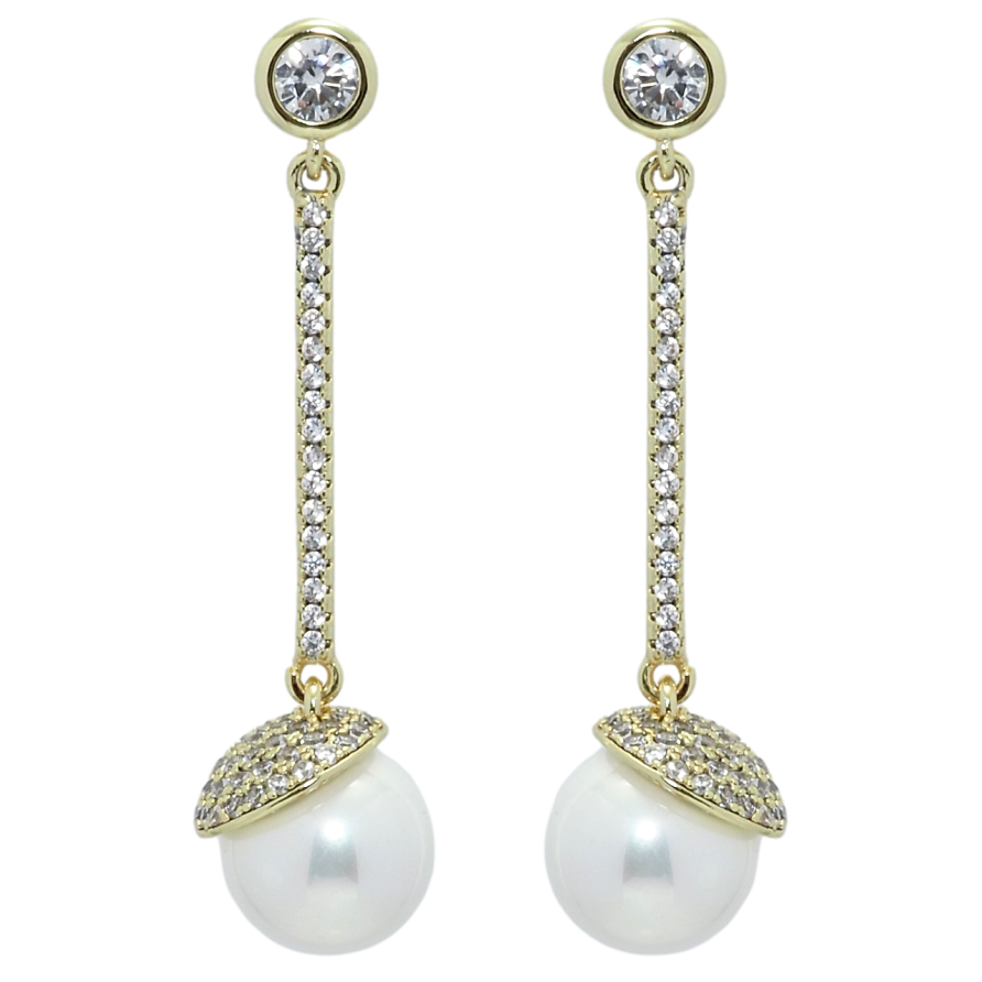 Сережки Xuping Позолота 14K пусети Перлинні підвіски фото №1