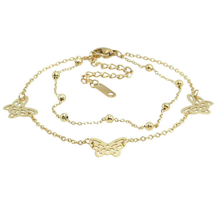 Браслет Xuping ТТМ Stainless Steel колір 14K Метелики довжина з доп.ланцюжком 17.5-22.5см х 1мм фото №19 Браслет Xuping ТТМ Stainless Steel колір 14K Метелики довжина з доп.ланцюжком 17.5-22.5см х 1мм фото №19