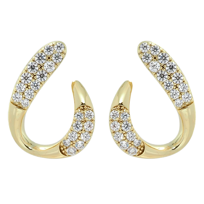 Сережки Xuping QQMM Позолота 14K пусети Петельки з інкрустацією цирконієм фото №2