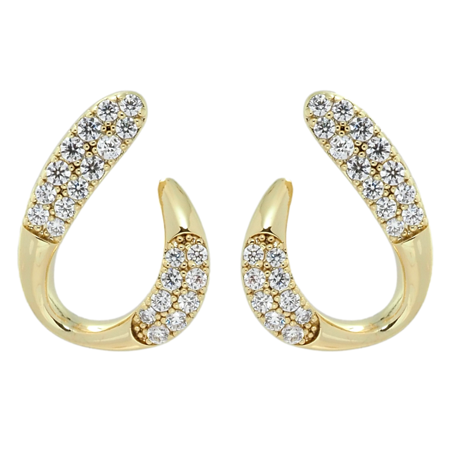 Сережки Xuping QQMM Позолота 14K пусети Петельки з інкрустацією цирконієм фото №1