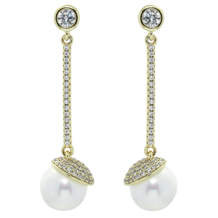 Сережки Xuping QQMM Позолота 14K пусети Перлинні підвіски з інкрустацією цирконієм фото №7 Сережки Xuping QQMM Позолота 14K пусети Перлинні підвіски з інкрустацією цирконієм фото №7