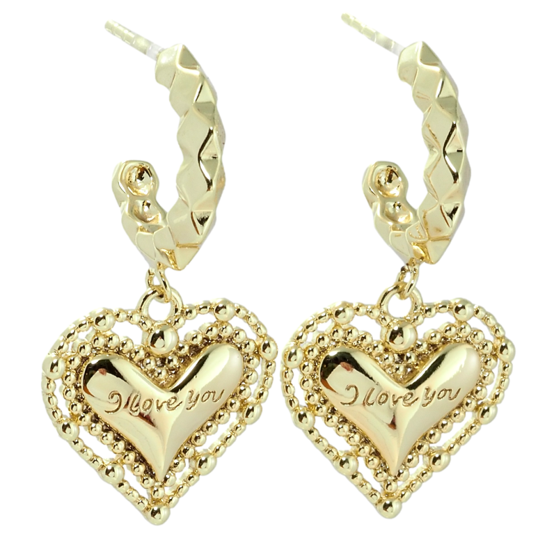 Серьги Xuping QQMM Позолота 14K пусеты Сердечки I Love You фото №2 Серьги Xuping QQMM Позолота 14K пусеты Сердечки I Love You фото №2