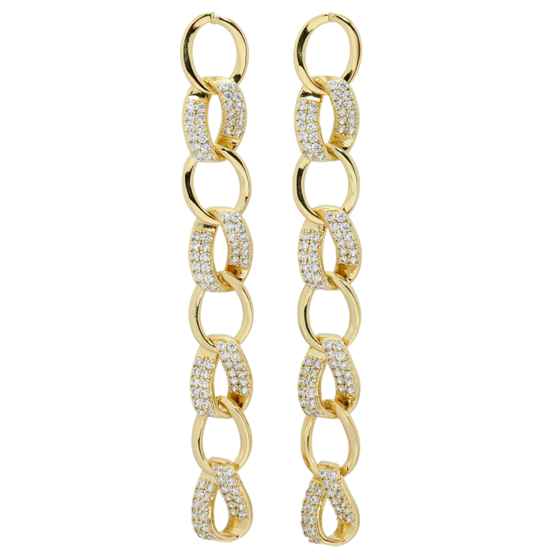 Сережки Xuping QQMM Позолота 14K пусети Підвіски ланцюжки з цирконієм фото №2 Сережки Xuping QQMM Позолота 14K пусети Підвіски ланцюжки з цирконієм фото №2