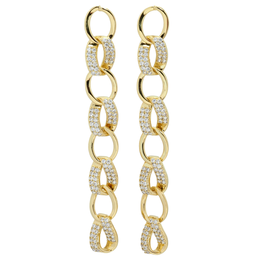 Сережки Xuping QQMM Позолота 14K пусети Підвіски ланцюжки з цирконієм фото №1 Сережки Xuping QQMM Позолота 14K пусети Підвіски ланцюжки з цирконієм фото №1