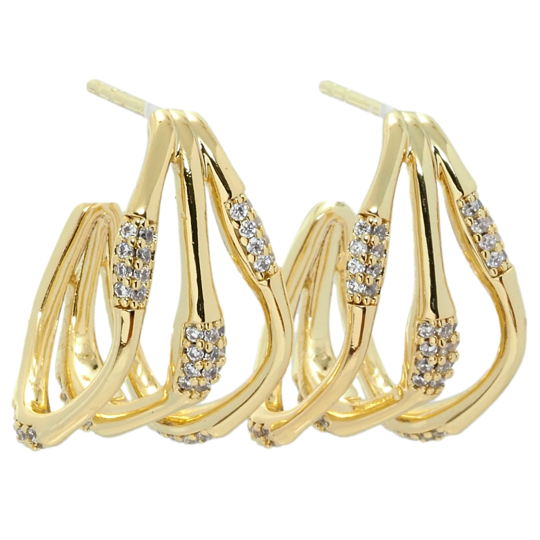 Сережки Xuping QQMM Позолота 14K пусети Декоративні з цирконієм фото №2