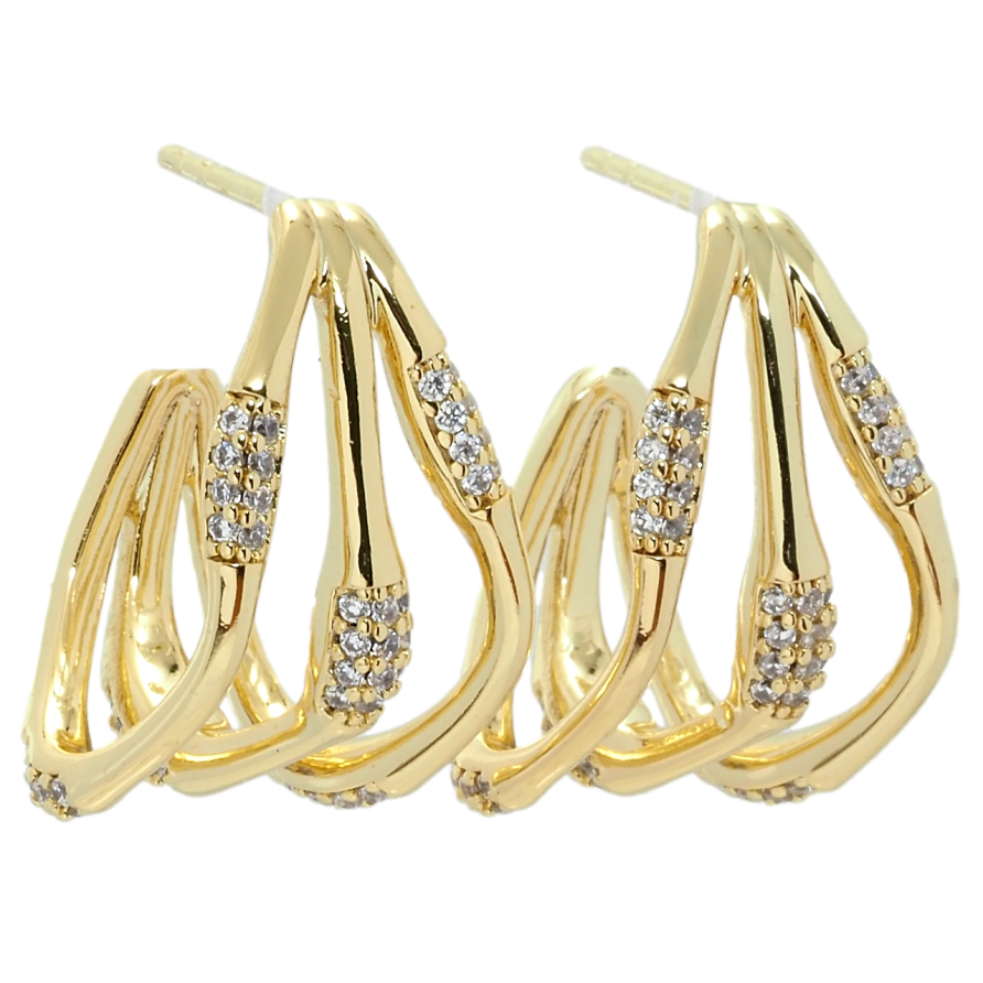 Сережки Xuping QQMM Позолота 14K пусети Декоративні з цирконієм фото №1 Сережки Xuping QQMM Позолота 14K пусети Декоративні з цирконієм фото №1