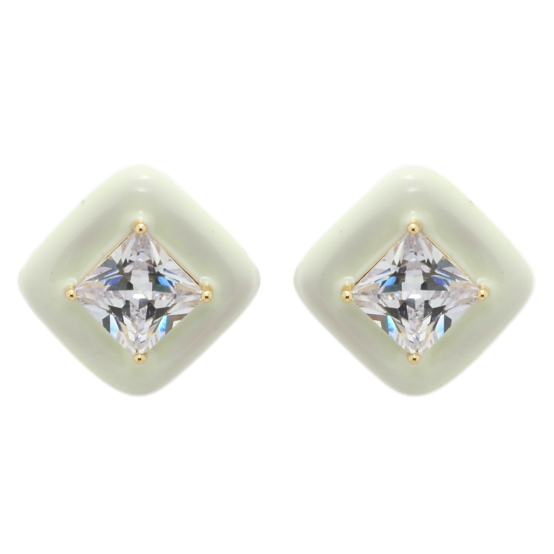 Сережки Xuping QQMM Позолота 14K пусети Ромби з фіанітами та емаллю фото №1