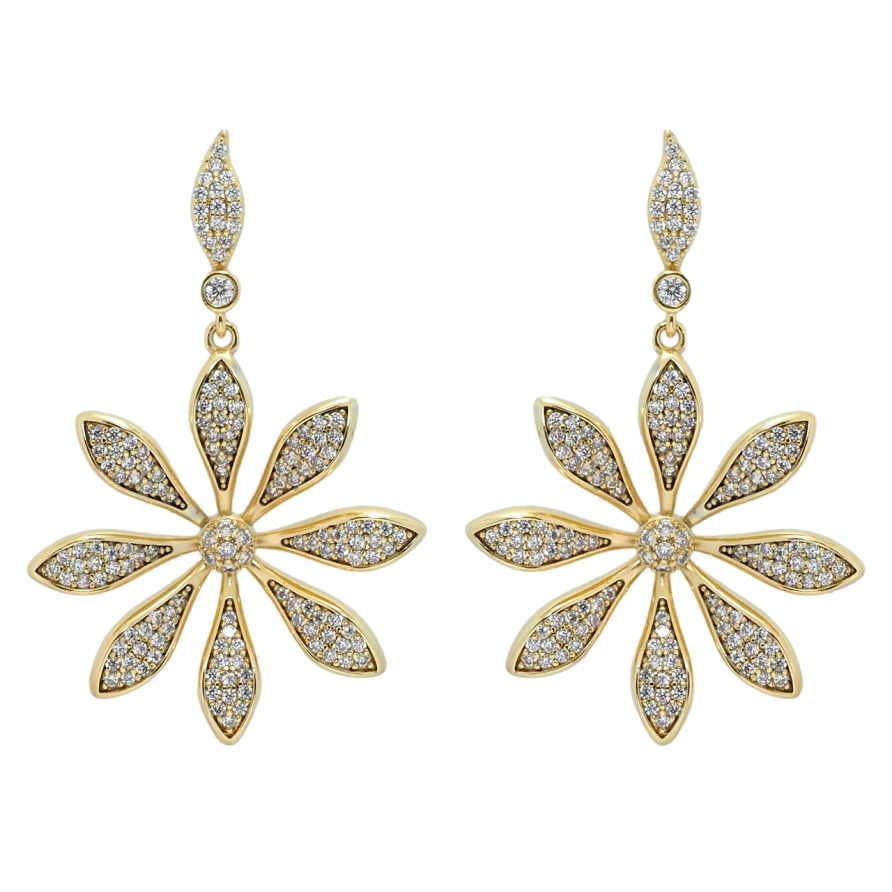 Сережки Xuping QQMM Позолота 14K пусети Квіточки з цирконієм фото №1 Сережки Xuping QQMM Позолота 14K пусети Квіточки з цирконієм фото №1