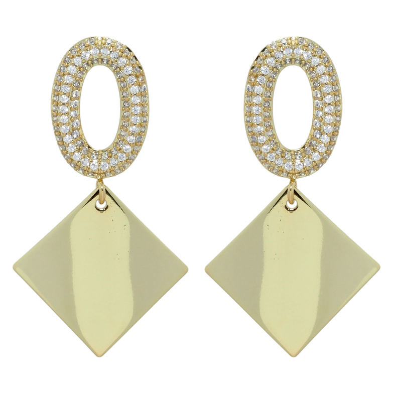 Сережки Xuping QQMM Позолота 14K пусети Ромбові підвіски фото №1 Сережки Xuping QQMM Позолота 14K пусети Ромбові підвіски фото №1