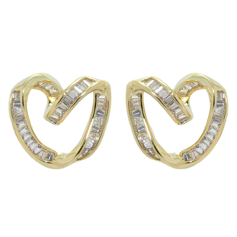 Сережки Xuping QQMM Позолота 14K пусети Сердечки з цирконієм фото №1 Сережки Xuping QQMM Позолота 14K пусети Сердечки з цирконієм фото №1