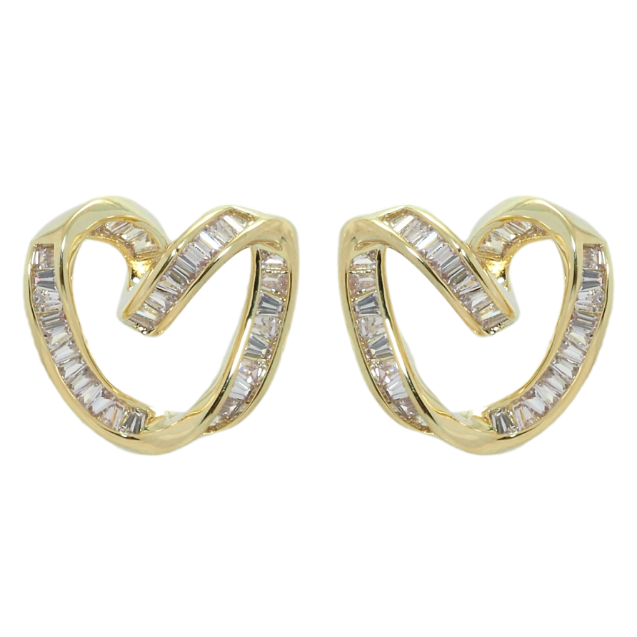 Сережки Xuping QQMM Позолота 14K пусети Сердечки з цирконієм фото №1 Сережки Xuping QQMM Позолота 14K пусети Сердечки з цирконієм фото №1