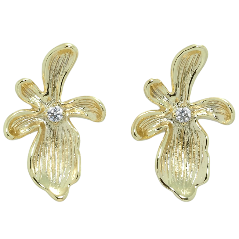 Серьги Xuping QQMM Позолота 14K пусеты Декоративные цветочки с фианитами фото №1
