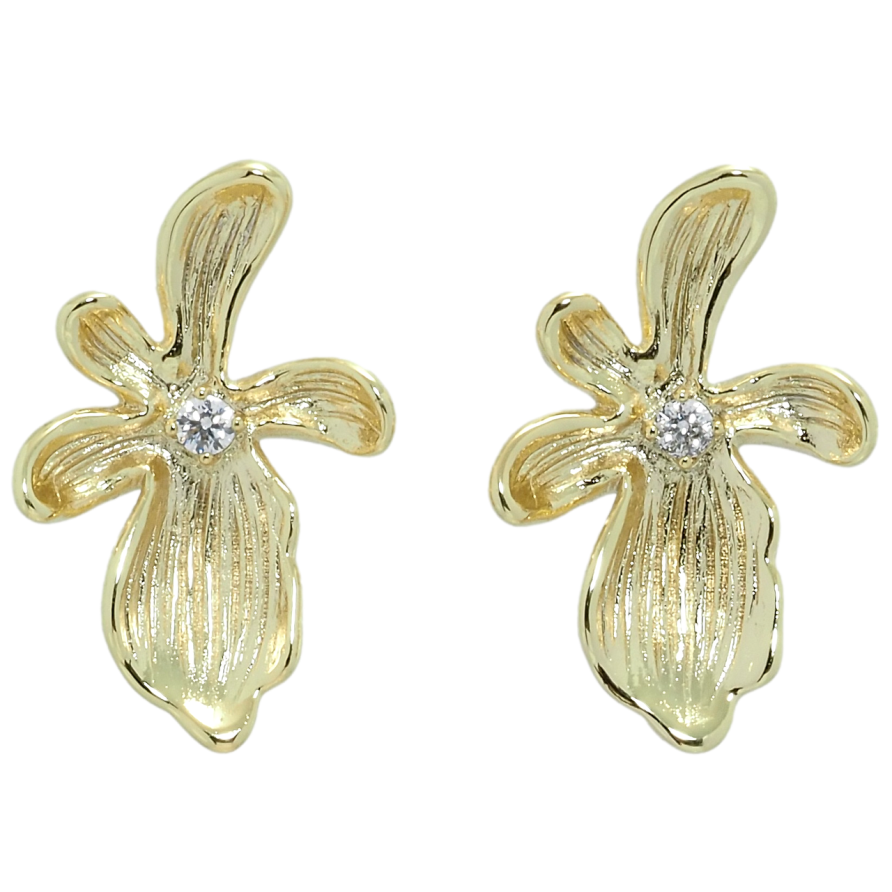 Серьги Xuping QQMM Позолота 14K пусеты Декоративные цветочки с фианитами фото №1