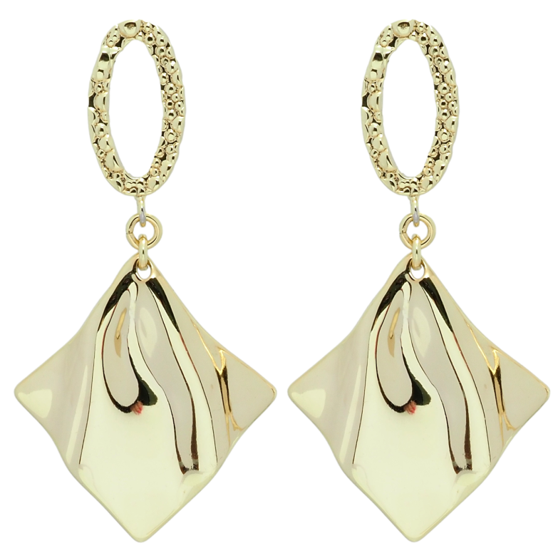 Сережки Xuping QQMM Позолота 14K пусети Ромбові підвіски фото №1 Сережки Xuping QQMM Позолота 14K пусети Ромбові підвіски фото №1