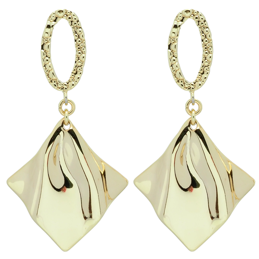 Сережки Xuping QQMM Позолота 14K пусети Ромбові підвіски фото №1 Сережки Xuping QQMM Позолота 14K пусети Ромбові підвіски фото №1