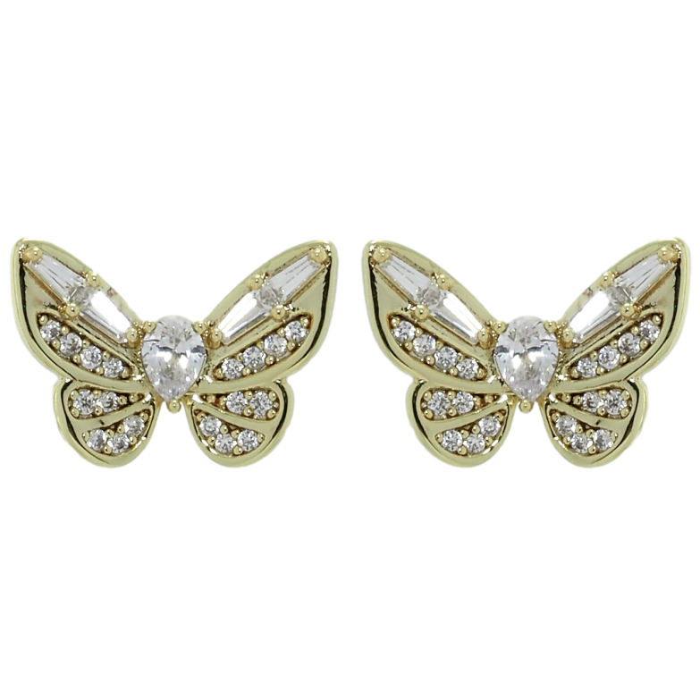 Сережки Xuping QQMM Позолота 14K пусети Метелики з цирконієм фото №1