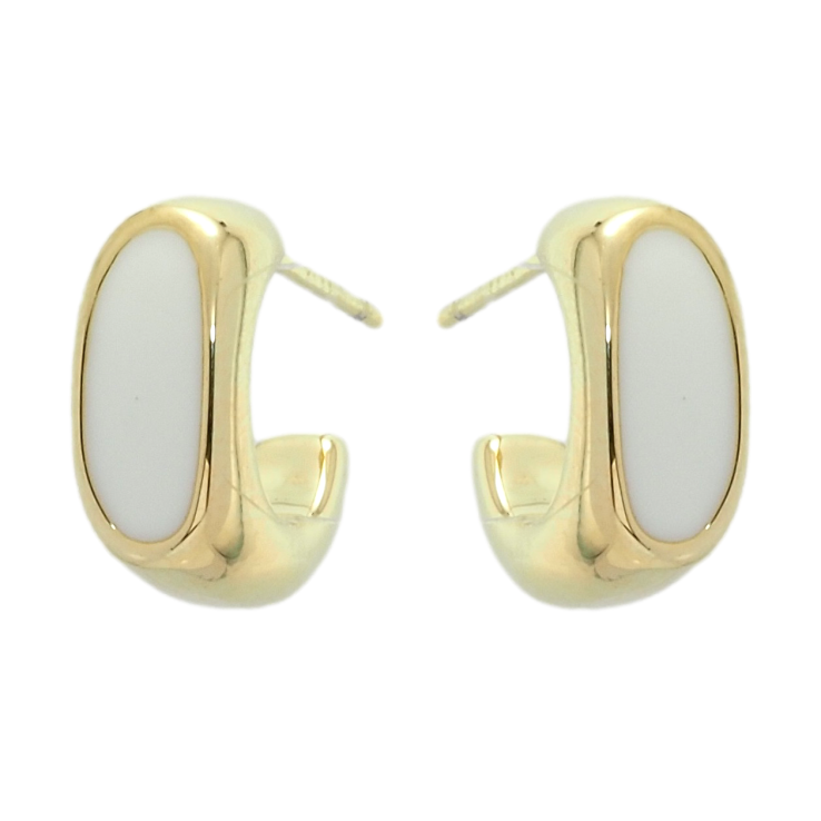 Сережки Xuping QQMM Позолота 14K пусети Дуги з фарбуванням білою емаллю фото №13