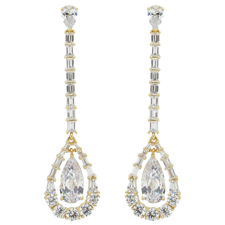 Сережки Xuping QQMM Позолота 14K пусети Кристальні підвіски фото №21