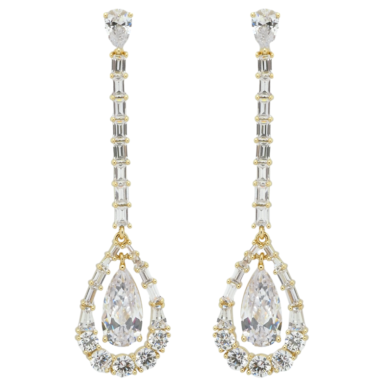 Сережки Xuping QQMM Позолота 14K пусети Кристальні підвіски фото №1