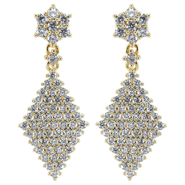 Серьги Xuping QQMM Позолота 14K пусеты Ромбовые подвески с инкрустацией цирконием фото №8