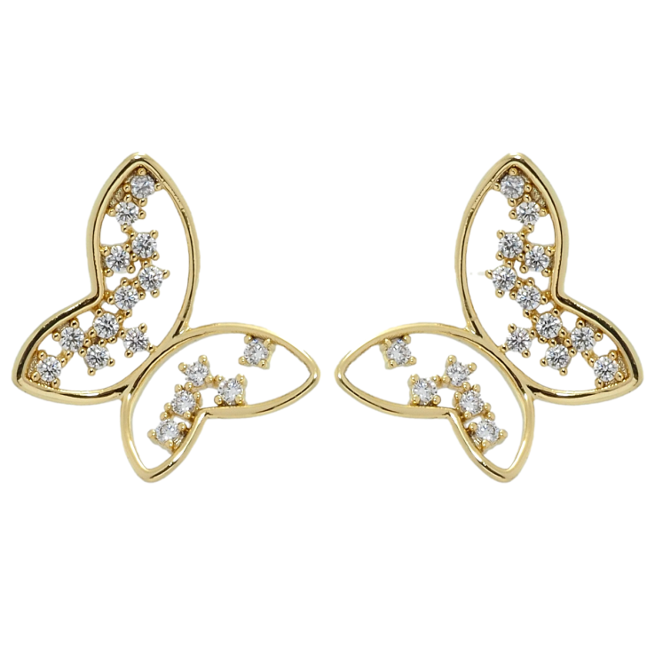 Сережки Xuping QQMM Позолота 14K пусети Метелики з цирконієм фото №13