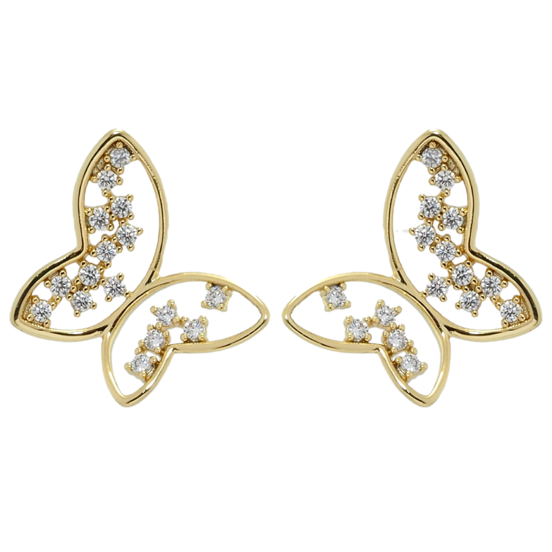 Сережки Xuping QQMM Позолота 14K пусети Метелики з цирконієм фото №1