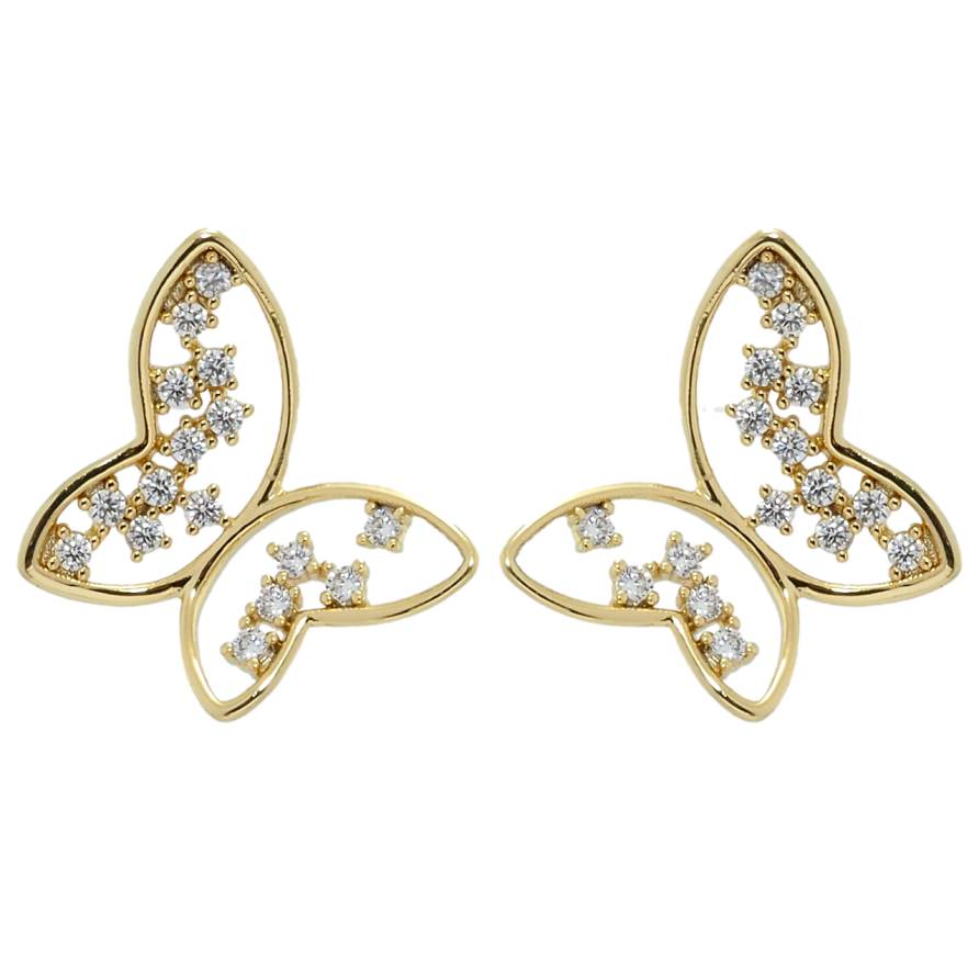 Серьги Xuping QQMM Позолота 14K пусеты Бабочки с цирконием фото №1