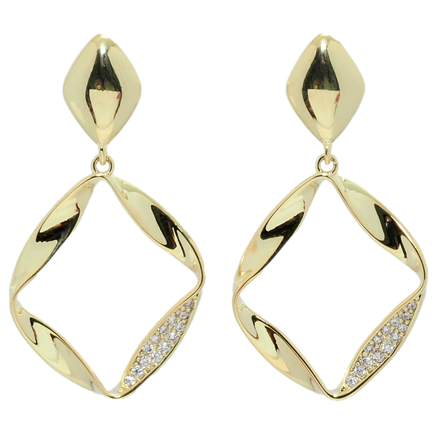 Сережки Xuping QQMM Позолота 14K пусети Ромбові підвіски з цирконієм фото №1 Сережки Xuping QQMM Позолота 14K пусети Ромбові підвіски з цирконієм фото №1