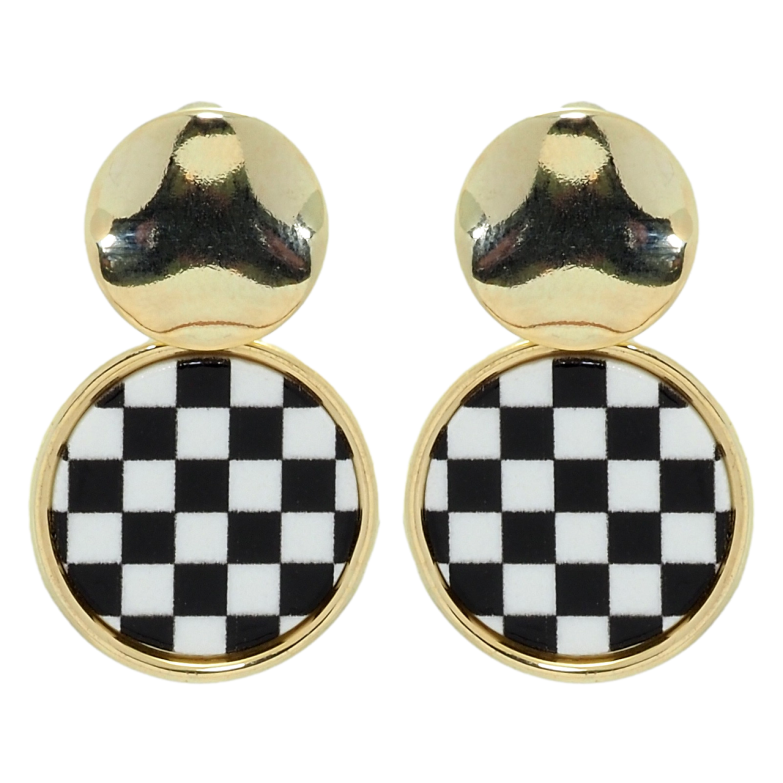 Сережки Xuping QQMM Позолота 14K пусети Шаховий орнамент фото №1 Сережки Xuping QQMM Позолота 14K пусети Шаховий орнамент фото №1