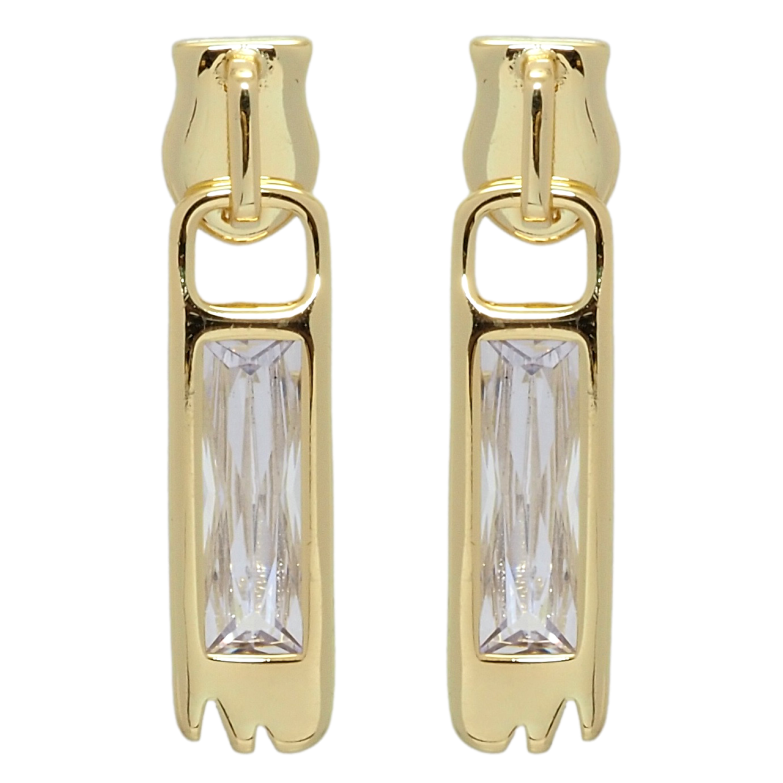 Сережки Xuping QQMM Позолота 14K пусети Бігунки з фіанітами фото №1 Сережки Xuping QQMM Позолота 14K пусети Бігунки з фіанітами фото №1