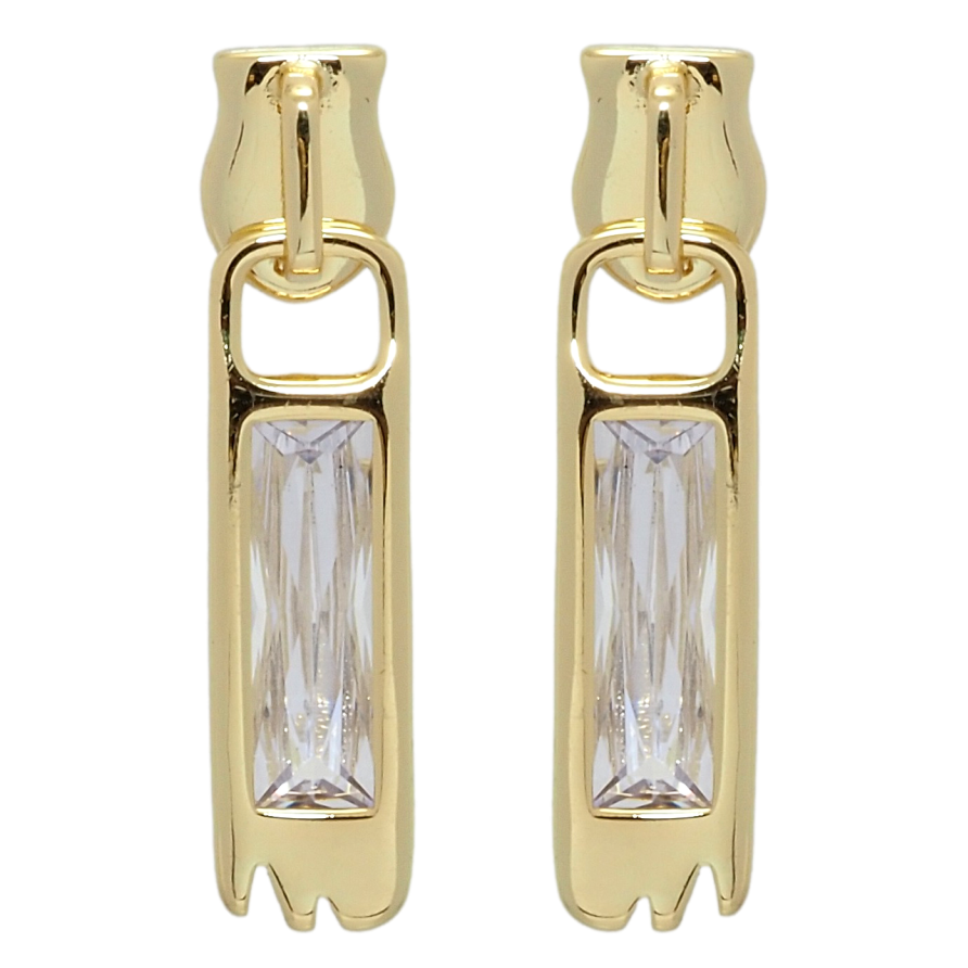 Сережки Xuping QQMM Позолота 14K пусети Бігунки з фіанітами фото №1 Сережки Xuping QQMM Позолота 14K пусети Бігунки з фіанітами фото №1