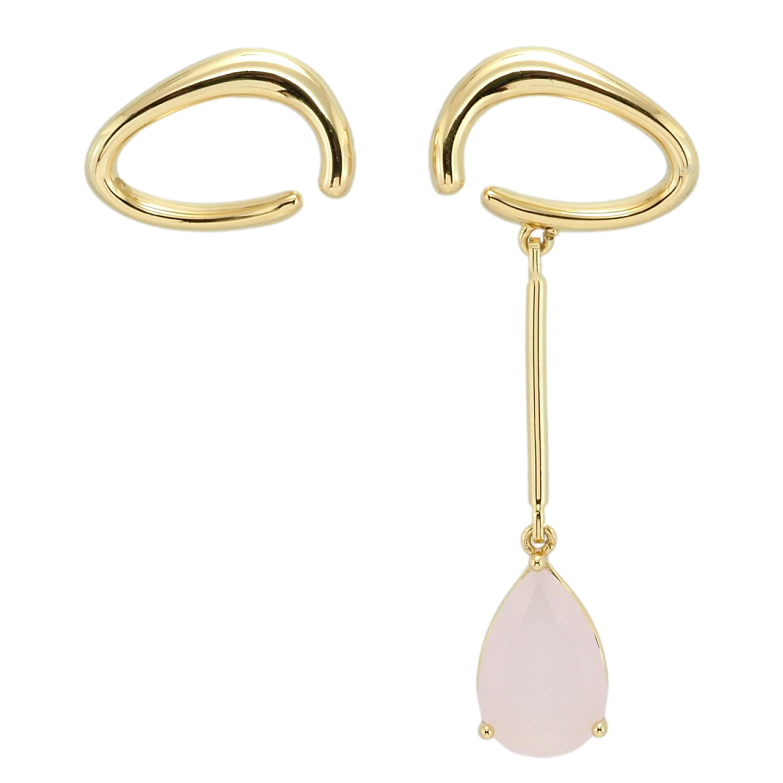 Сережки Xuping QQMM Позолота 14K пусети Асиметричні з підвіскою рожевий фіаніт фото №1 Сережки Xuping QQMM Позолота 14K пусети Асиметричні з підвіскою рожевий фіаніт фото №1