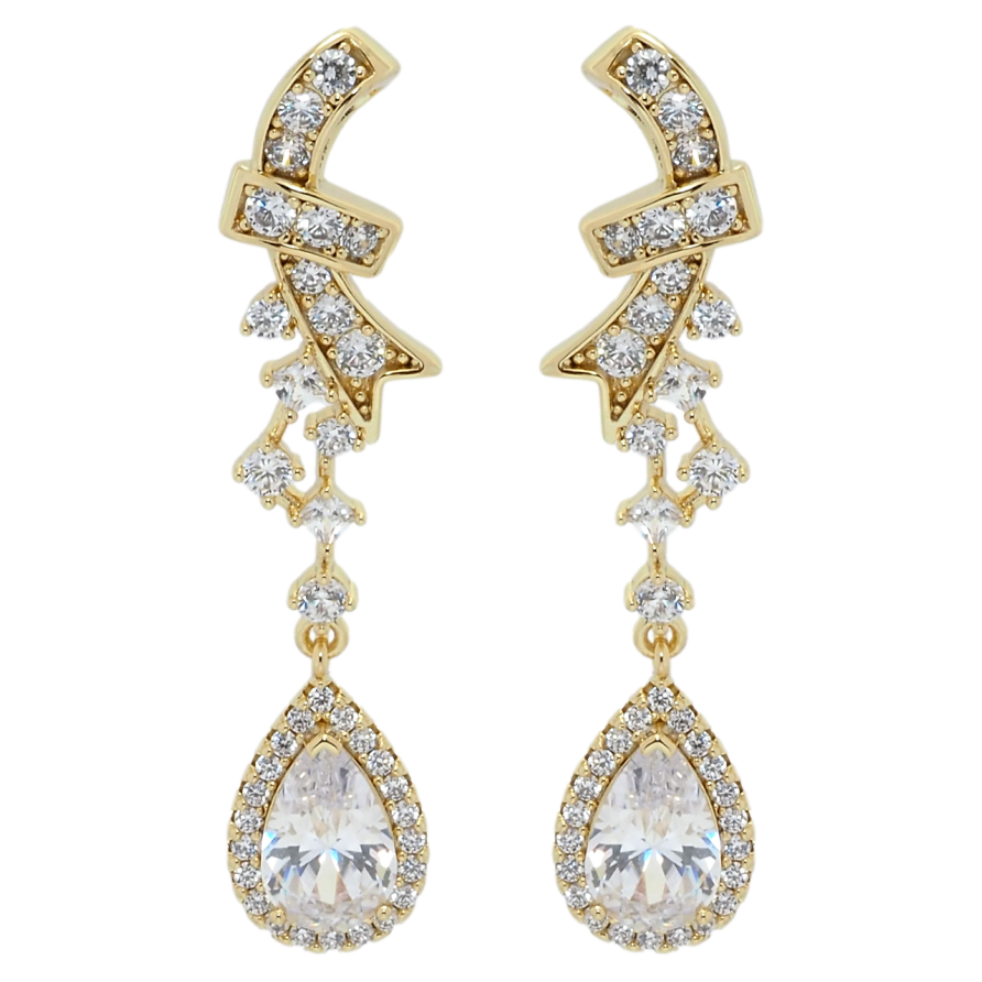 Сережки Xuping QQMM Позолота 14K пусети Елегантні підвіски з фіанітами та цирконієм фото №1 Сережки Xuping QQMM Позолота 14K пусети Елегантні підвіски з фіанітами та цирконієм фото №1