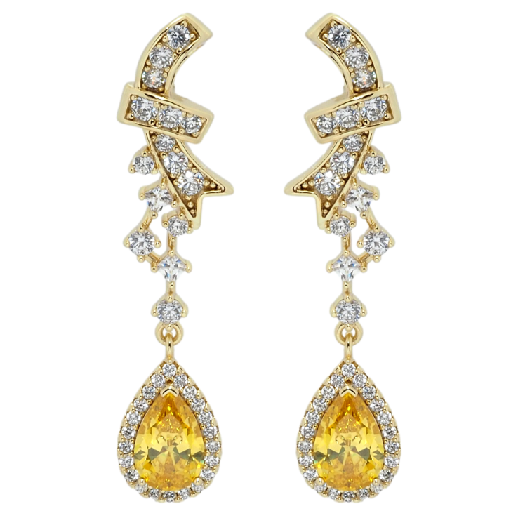 Серьги Xuping QQMM Позолота 14K пусеты Элегантные подвески с желтыми фианитами и цирконием фото №21 Серьги Xuping QQMM Позолота 14K пусеты Элегантные подвески с желтыми фианитами и цирконием фото №21